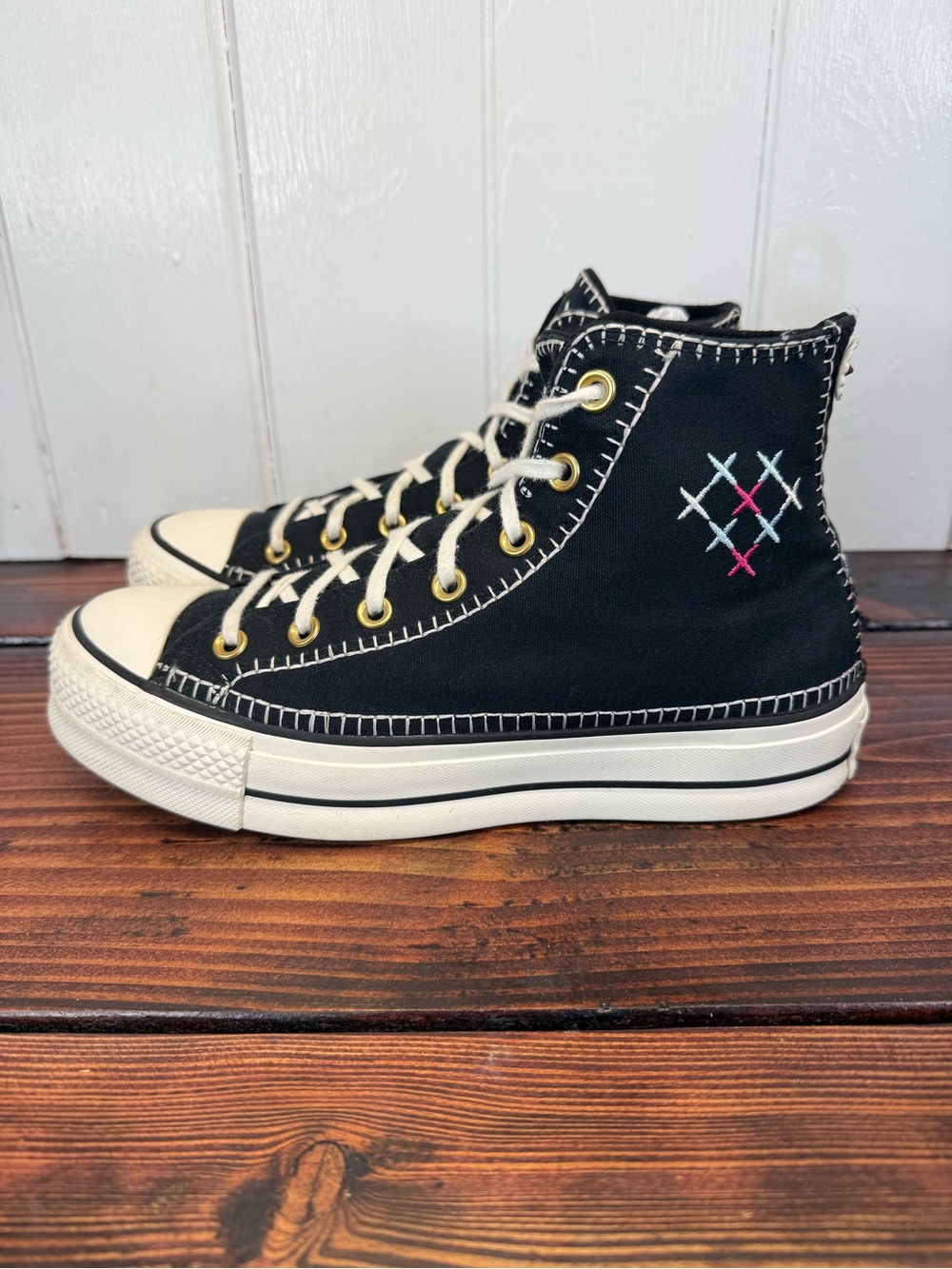 Converse Chuck Taylor All Star Lift Stitch Sich Platform Black White Women’s 9